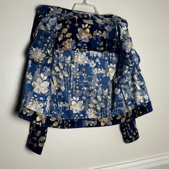 Baxter & Wells Jacket Blue Floral Boho Print Front Button Collared Lightweight - Picture 10 of 17